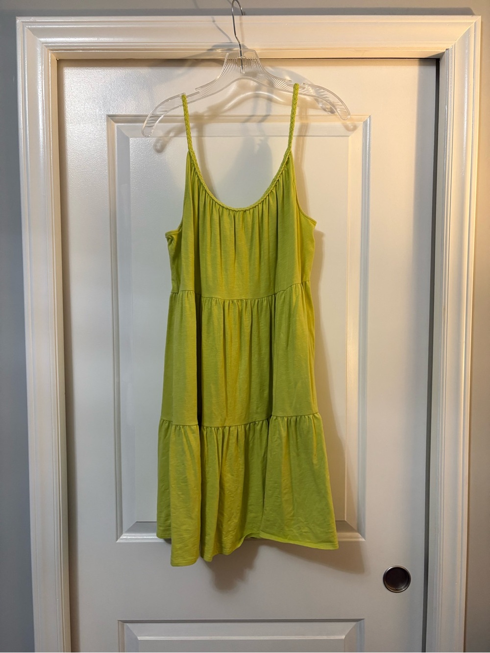 NWOT Old Navy Lime Green Tiered Spaghetti Strap Mini Dress with pockets